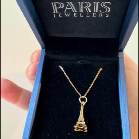 Luxury Jewelry 10K Gold Chain and Paris France Eiffel Tower Charm Pendant - Picture 2 of 6
